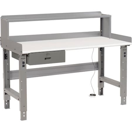 Global Industrial Workbench w/ ESD Safety Edge Top, Drawer & Riser, 72inW x 30inD, Gray 318716